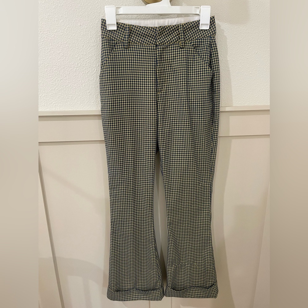 UNIF Blue and Yellow Checkered Flare Pants‎